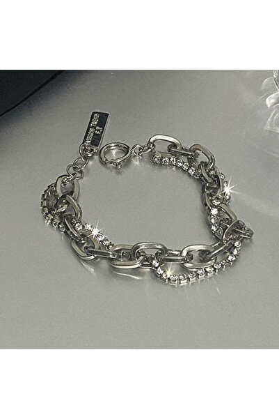 Choice سوار فضي من الزركون مزدوج الطبقات A1 قطعة واحدة بتصميم نيتش ملفوف بأحج...