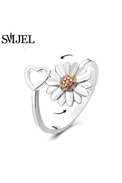 Choice خاتم دوار فاخر قابل لتغيير الحجم بتصميم شمس كريستالية، رقم الموديل TJZ...