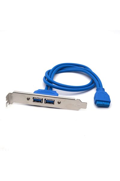 Ninth World كابل USB 3.0 أزرق B بمنفذين USB 3.0 أنثى من اللوحة الخلفية إلى اللوحة الأم، موصل رأس 20 سنًا من النوع A