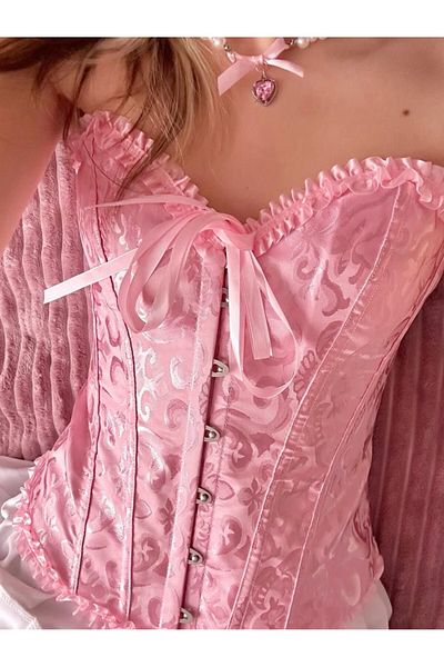 Elia Bustieră cu corset gotic victorian vintage fără bretele cu fundă