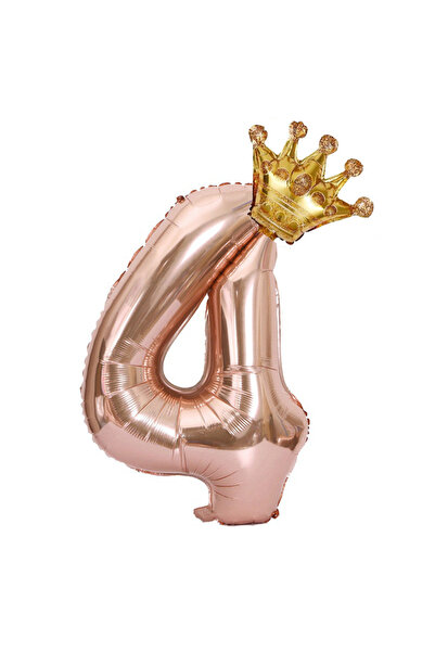Choice رقم 32 بوصة 32RoseGold4 مجموعة بالونات رقمية على شكل تاج من الذهب الور...