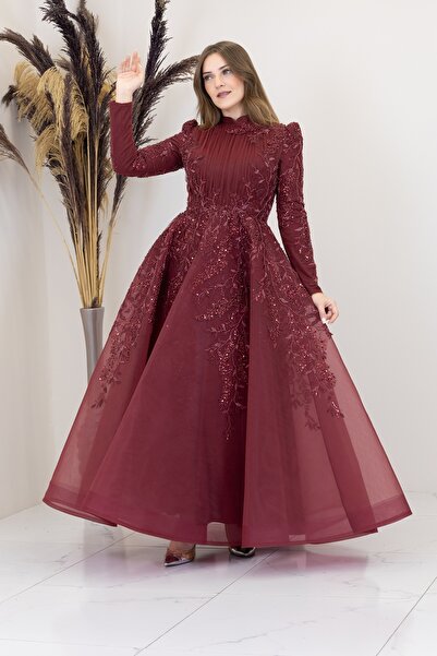 Surikka Çiçek İşlemeli Serra Tesettür Abiye