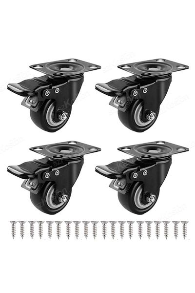 Choice 2 inch 4 Pcs-Brake 4pcs/lot Furniture Casters Wheels PP Swivel Caster Black Roller Wheel For Heavy D