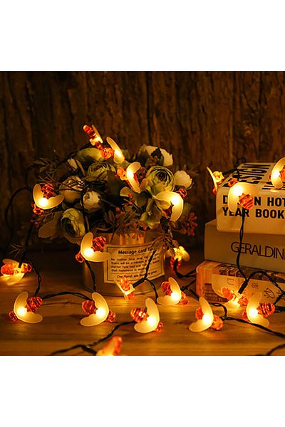 Choice 5M 20LEDs Warm white 1pc 50LED Solar Garden Lights, Honey Bee Fairy String Lights,7M 8 Mode Waterpro