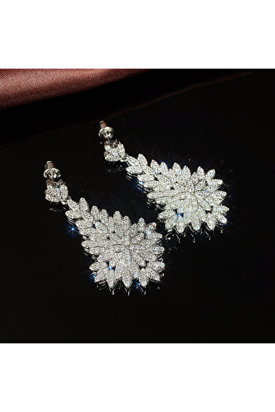 Choice أقراط متدلية فاخرة من Huitan E1709 على شكل أوراق كبيرة للنساء، أقراط متدلية أنيقة للسيدات