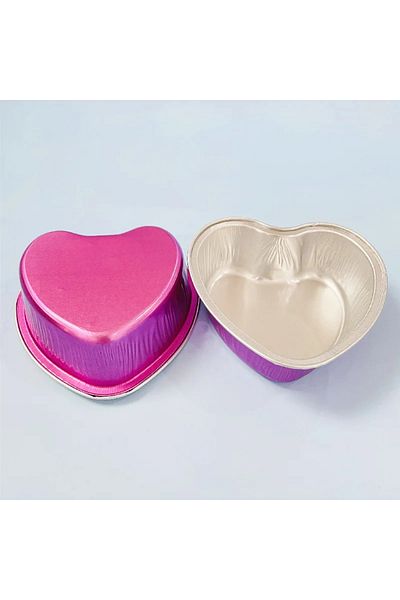Choice Rose Red 50pcs 100ml Tin Foil Aluminum Foil Pudding Cup With Lid Heart-shaped Disposable Mini Mouss