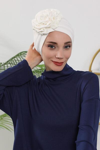 Aisha's Design Χειμερινό καπέλο τριαντάφυλλο, B-21O, Εκρού