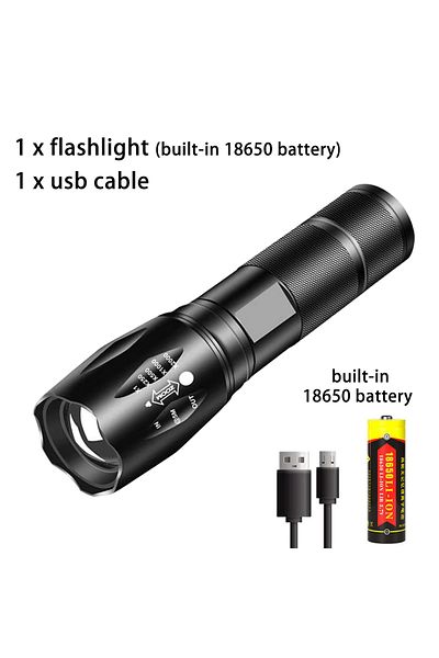 IWP 1 x flashlight Powerful LED Flashlight Aluminum Alloy Portable Torch USB ReChargeable Outdoor Campin