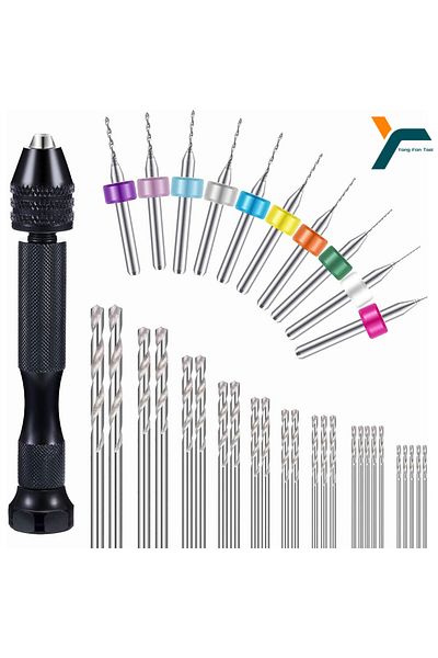 XMSJ Package Content 36Pcs Micro Hand Drill Bits Set  Pin Vise PCB Mini Drill Twist Drill Punching Rotary
