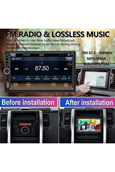 Choice راديو سيارة بشاشة لمس عالية الدقة مقاس 7 بوصات، مشغل فيديو للسيارة 2 Din عالي الجودة، لاسلكي CarPlay، Android Auto...