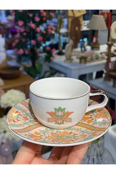 ÇIRPAN EV PEMBE ÇİÇEK DESENLİ TEK KİŞİLİK TÜRK KAHVESİ FİNCANI