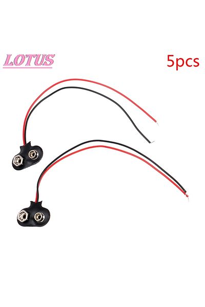 Choice 5 Pcs 9v Battery Clip 15cm Black Red Cable Connection Connector Buckle Environmental Protection S...
