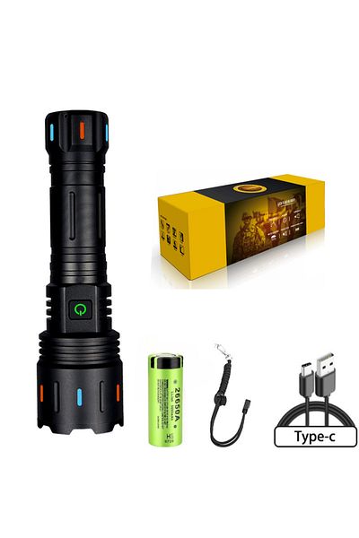 JONCELY White Laser Powerful Tactical Led Flashlight Type C Rechargeable Camping Long Shot Hunting Lantern