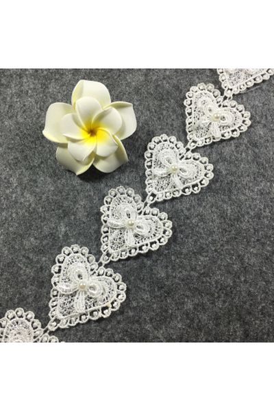 Choice 1Yard White 1Yard Handmade Lace Trim Patchwork Material White Pink Heart Lace Ribbon DIY Garment Sew