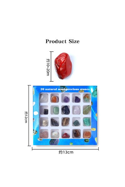Choice A 20pcs Square Box Crystal Chakra Healing Stones and Crystals Set Irregular Gemstone Rose Quartz DI.