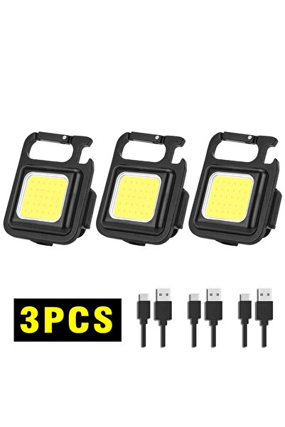 Choice 3pcs Mini Magnetic COB Keychain Light 1-10pcs Bright USB Rechargeable Flashlight 3 Light Modes Porta