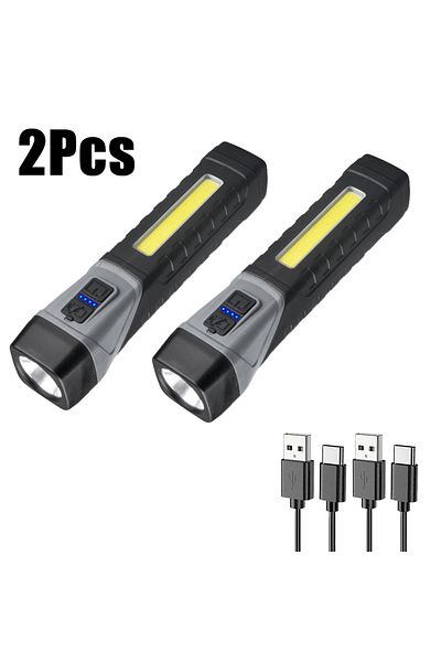 XIWANGFIRE 2PCS Multifunctional Work Lights LED Magnetic Flashlight Built In Battery USB Rechargeable Portable