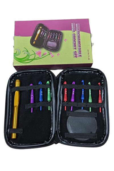 Leyaton مجموعة أدوات الكروشيه الصوفية القابلة لتبديل الرؤوس 9 قطع LWLHM-RSYT34