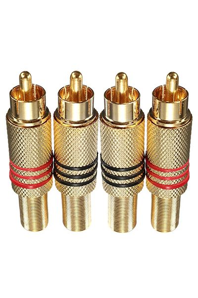Choice Gold 4Pcs 2Pair Gold RCA Phono Male Plug Solder Audio Video Cable Adapter Connector NEW Great for Au