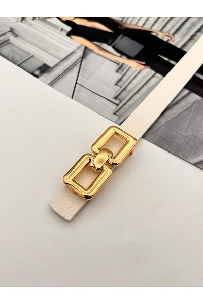 MODAM HİFA Square Pin Gold Buckle Women's Belt Trouser Belt Dress Belt Shirt Belt Coat Belt