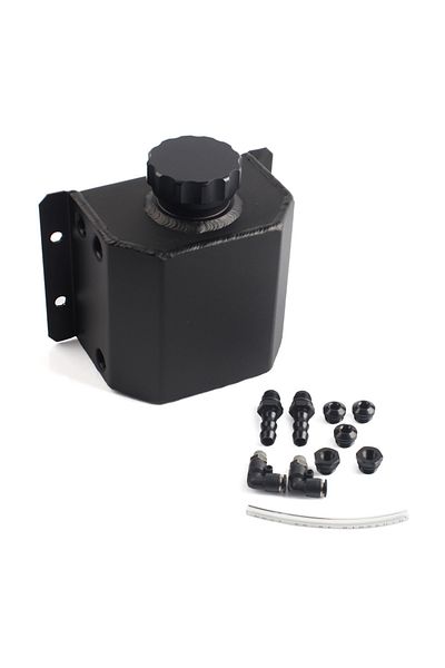 mrhello black 1L Aluminum Oil Catch Can Reservoir Tank With Drain Plug Breather Oil Tank Fuel Tank Universal