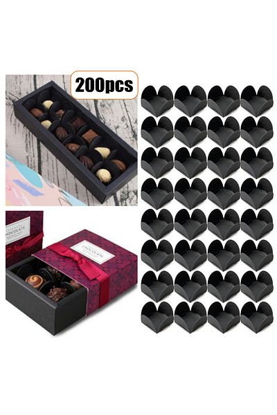 Choice 200pcs 200Pcs Chocolate Packaging Holder Dessert Candy Chocolate Box Packaging Wrapper Tray Black Kr