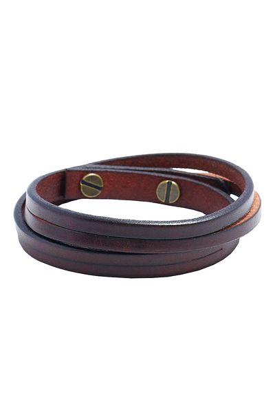 Choice KR1147-2 KIirykle Simple Double-deck Leather Bracelets&Bangles For Men Punk brown/Black Wristband Cu