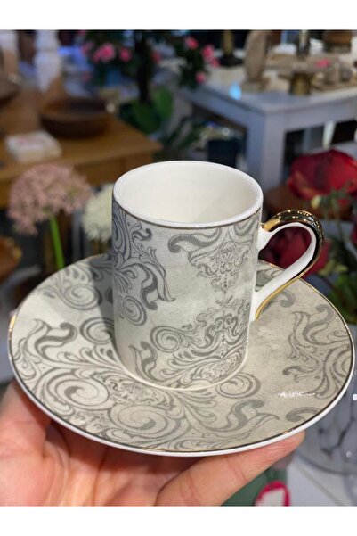 Genel Markalar GRİ ŞAL DESENLİ TEK KİŞİLİK TÜRK KAHVESİ FİNCANI