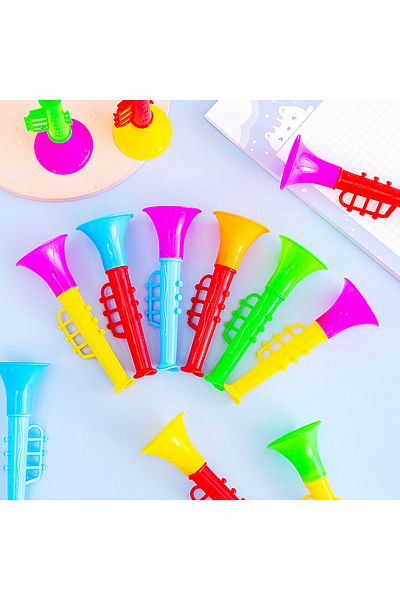 Choice 12pcs 12pc Colorful Mini Blowing Trumpet Musical Instruments Kids Birthday Baby Shower Party Gift To