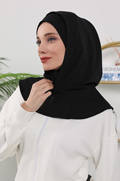 Aisha's Design Kışlık Kapşon ve Kapatıcı Özellikli Kadın Hazır Bone,B-89O,Siyah