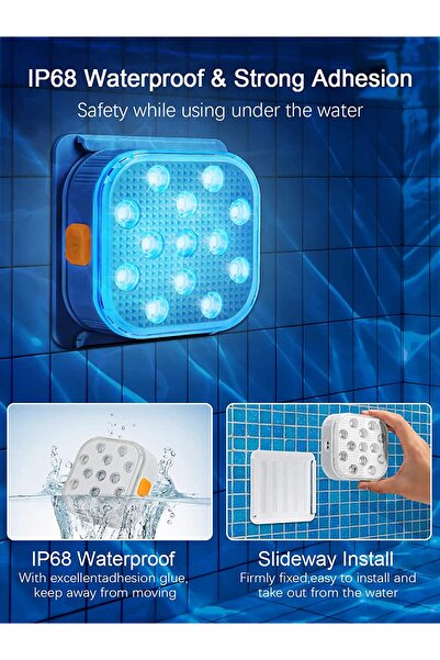 Choice 2pcs Underwater Lights LED Submersible Pool Lights Rechargeable 200FT Remote Control Swimming Pool L