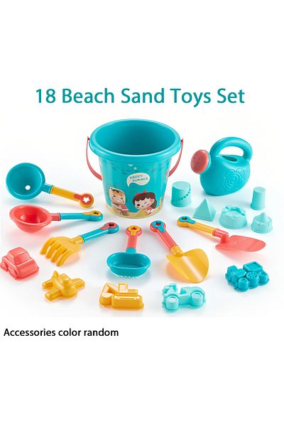Choice Beach Sand Toy Set 18PCS Beach Sand Toy Set, Durable Plastic, Summer Pool Beach Game Set, Outdoor Sa