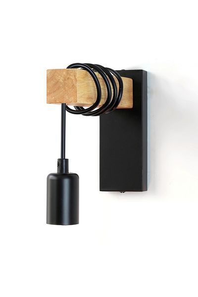 Choice Without bulb Black Without Switch 110V/220V Wall light With Switch Function Iron Wood Wall Lamp E27