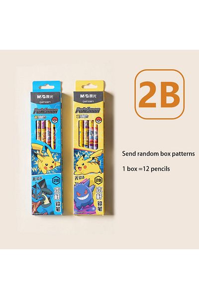 Miniso 1box 2B 12Pcs/box Pokemon Pikachu Wooden Pencil Students Stationary HB/2B Pencil Drawing Sketch Penc