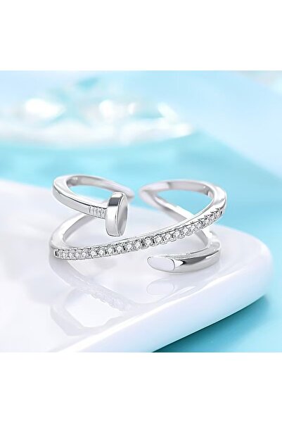 Choice خاتم TR-05288-02 كلاسيكي أنيق قابل للتعديل، خاتم نسائي من النحاس والزركونيا، أنيق