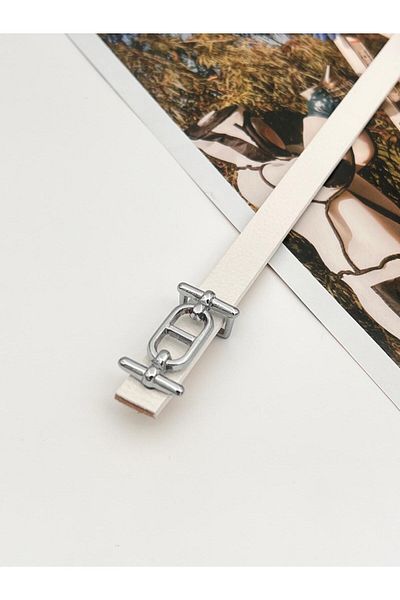 Descoin Silver Buckle Thin Belt, Trouser Belt, Shirt Belt, Coat Belt,Dress Belt