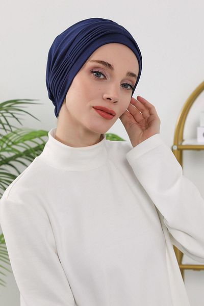 Aisha's Design Pleated Bonnet Suitable for Four Seasons, Mihrace B-19O