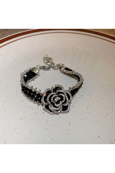Choice Hb978-1 High Quality Handmade Black Crystal Choker Necklaces For Women Elegant Camellia Necklaces We