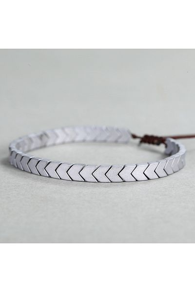 Choice 16cm silver Retro Trendy Men's Bracelet Hematite Arrow Balance Bracelet Women's Casual Yoga Sports B