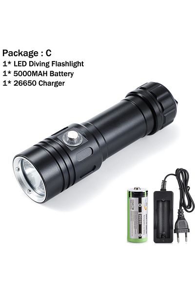Ekaiou Lithium Ion White Light Package C Led Dive Light 2000 Lumens L2 Diving Flashlight Ip68 Water