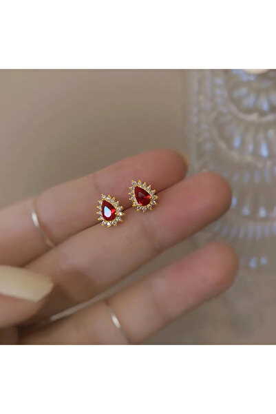 Choice أقراط هويتان E3873 الساحرة باللون الأحمر الزاهي من الزركونيوم المكعب ل...