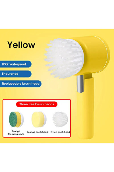 Choice E300 Yellow 2025 Cordless Electric Spin Scrubber - 5 Brush Heads, IPX7...