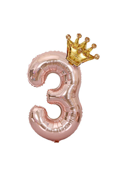 Choice رقم 32 بوصة 32RoseGold3 مجموعة بالونات رقمية على شكل تاج من الذهب الور...