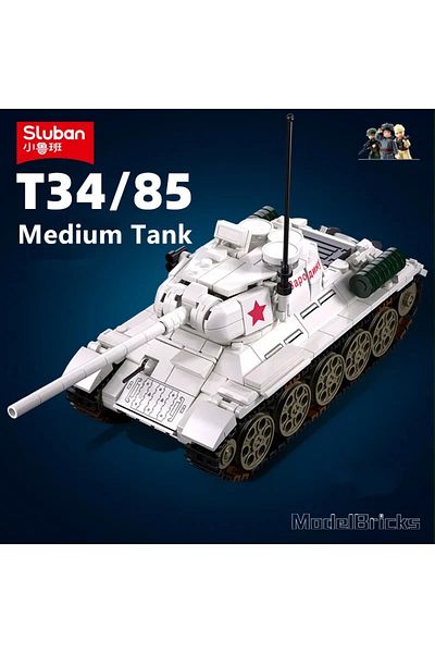Sluban No Box Tank Sluban 518PCS T34-85 Medium Tank Building Blocks WW2 Heavy Tank Chariot Soldier Figures