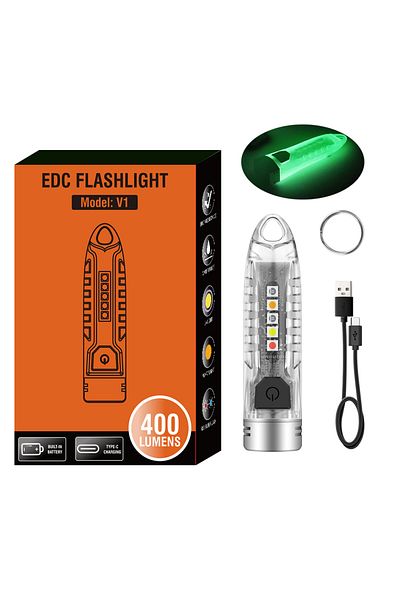 Choice Fluorescent BORUiT V1 LED Keychain Portable Fluorescent EDC Flashlight Work Light Type-C Rechargeabl