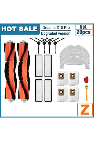 Choice 20pcs For Xiaomi Dreame Z10 Pro/L10 Plus Filter Dust Bags Mop Cloth Main Side Brush Vacuum Cleaner A