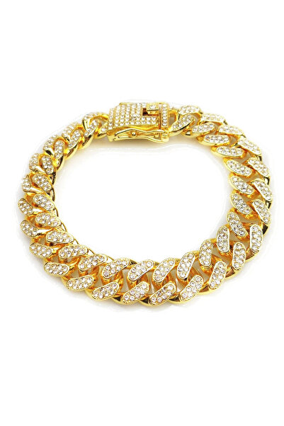 Choice سوار ذهبي 20 سم 13 مم مرصع بكريستال ميامي المثلج على شكل سلسلة كوبية ل...