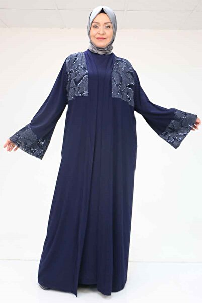 Eslina 57203 Large Size Sandy-Sequin Vest-Dress - Navy Blue