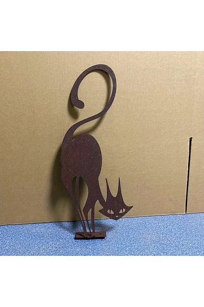Choice TY3888-11.22X4.72 in Rusty Series Of Wrought Iron Crafts Cat Halloween Fence Ornaments Outdoor Garde