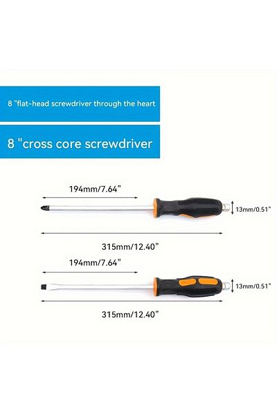 NIUXIANG 2pcs 8inch 2pcs set 6-8 inch Anti-slip Go-through Hammer Screwdriver Magnetic Screw Driver set Slott
